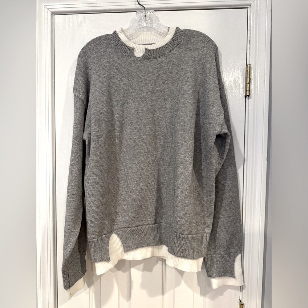 NWOT mock layered distressed sweater